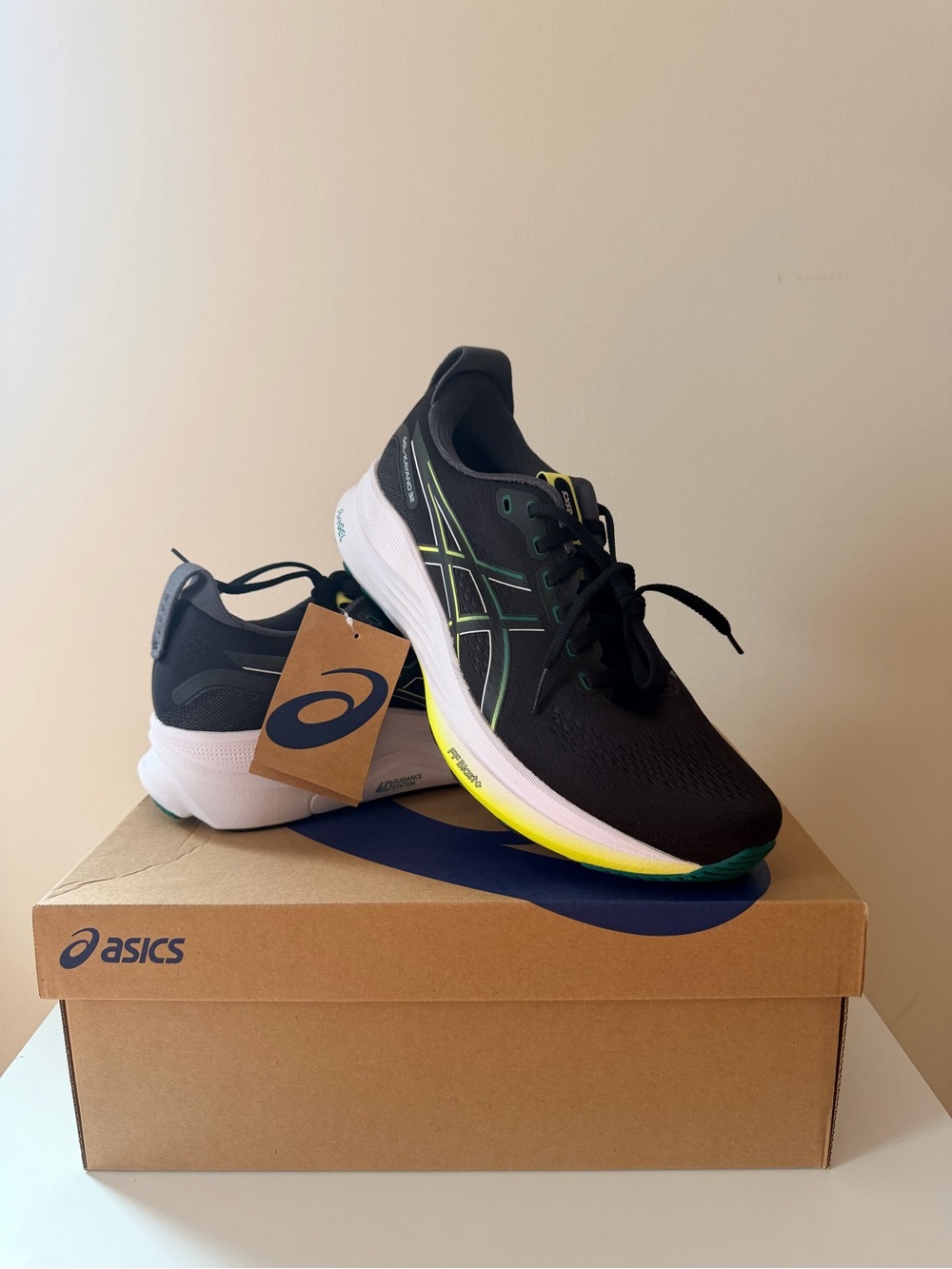 Size 10 men’s - ASICS Gel Kayano 32 Black Jasper Green
